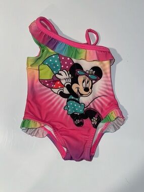 EUC Disney Baby Minnie
Mouse Rainbow Swimsuit with Ruffles Size 0-3 Months